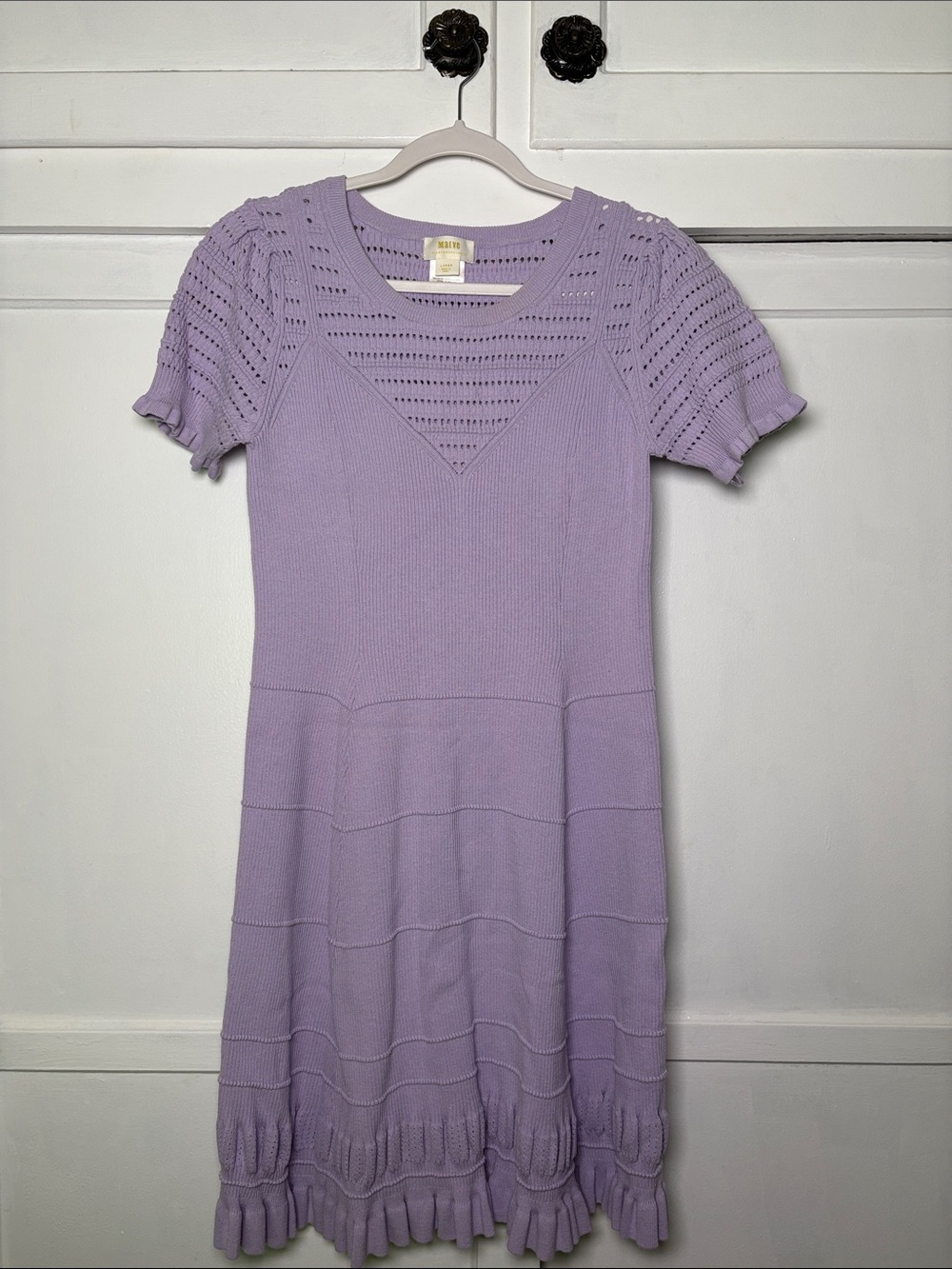 Anthropologie Maeve Lavender Scoop-Neck Knit Knee Length Dress Size Large - Picture 9 of 12